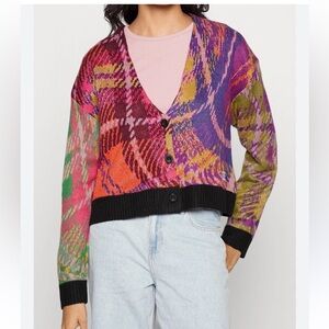 The Ragged Priest Womens Size Small Wavy Check Knit Cardigan